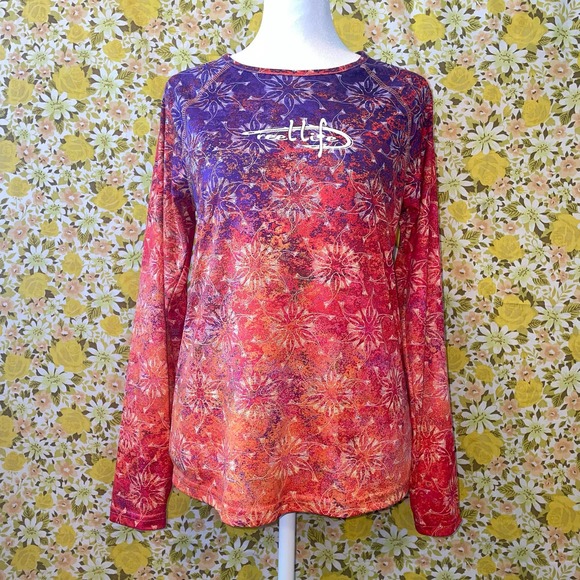 Women’s Reel Life fish mandala long sleeve active wear summer top - Picture 7 of 9